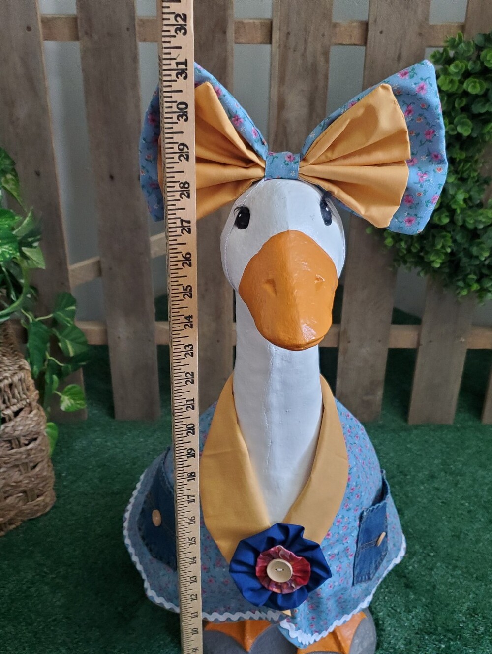 Large Concrete Porch Goose Outfit With Bow - Picture 8 of 13